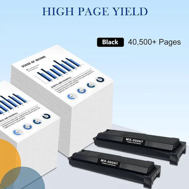 Alt view image 3 of 6 - MX-500NT Toner Replacement for Sharp MX-500NT Black Toner Cartridge Compatible for Sharp MX-M283N MX-M363N MX-M363U MX-M453N MX-M453U MX-M503N MX-M503U Printers (2PACK, 40500 Pages)