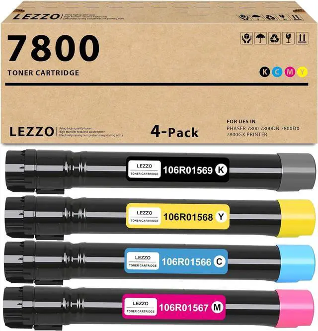 Main image of 7800 Toner Cartridge 4-Pack 106R01569 106R01566 106R01567 106R01568 Toner Replacement for Xerox 7800 Toner for Phaser 7800 7800DN 7800DX 7800GX Printer (Black Cyan Magenta Yellow)