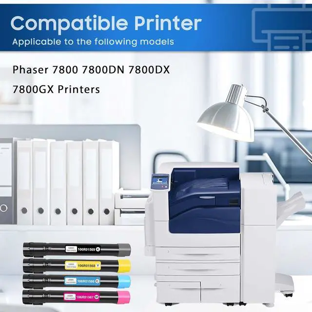 Alt view image 2 of 6 - 7800 Toner Cartridge 4-Pack 106R01569 106R01566 106R01567 106R01568 Toner Replacement for Xerox 7800 Toner for Phaser 7800 7800DN 7800DX 7800GX Printer (Black Cyan Magenta Yellow)