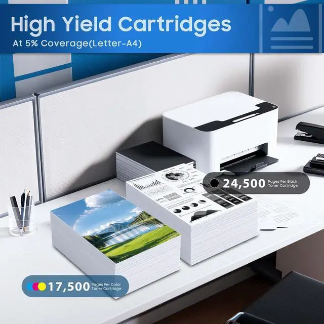 Alt view image 3 of 6 - 7800 Toner Cartridge 4-Pack 106R01569 106R01566 106R01567 106R01568 Toner Replacement for Xerox 7800 Toner for Phaser 7800 7800DN 7800DX 7800GX Printer (Black Cyan Magenta Yellow)