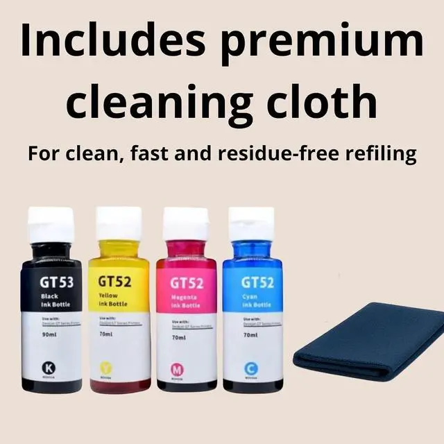 Alt view image 3 of 7 - 4 Pack Ink Bottle GT52 C,M,Y GT53 Enhanced BK (300ml Total) Compatible for HP GT 5810/5820/ 5800/315 All-in One Deskjet Series Models (M0H54AL,M0H55AL M0H56ALL 1VV22AL).