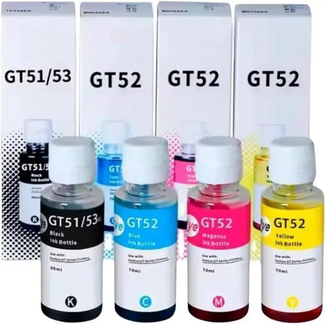 Alt view image 6 of 7 - 4 Pack Ink Bottle GT52 C,M,Y GT53 Enhanced BK (300ml Total) Compatible for HP GT 5810/5820/ 5800/315 All-in One Deskjet Series Models (M0H54AL,M0H55AL M0H56ALL 1VV22AL).
