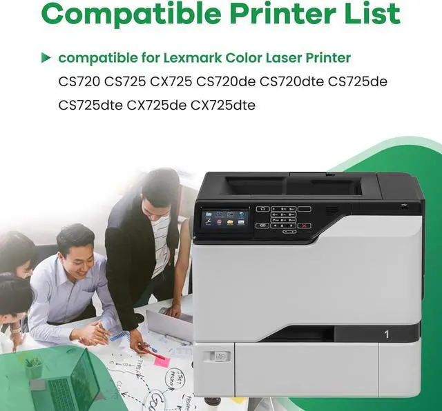 Alt view image 2 of 6 - CS720 CS725 CX725 Toner Cartridges Remanufactured 74C10 74C10K0 74C10C0 74C10M0 74C10Y0 Replacement for Lexmark CS720de CS720dte CS725de CS725dte CX725de CX725dte Printer Ink 4-Pack (BK/C/M/Y)