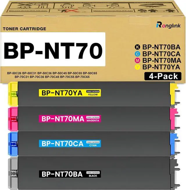 Main image of BP-NT70 Toner Cartridge Replacement for Sharp BPNT70 BP-NT70BA BP-NT70CA BP-NT70MA BP-NT70YA Toner Cartridge for BP-50C26 BP-50C31 BP-50C36 BP-50C45 BP-70C31 BP-70C36 BP-70C45 Printer (4-Pack, KCMY)