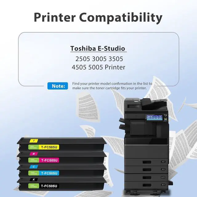 Alt view image 3 of 7 - T-FC505U TFC505 Toner Cartridge Set Replacement for Toshiba T-FC505U-K T-FC505U-Y T-FC505U-M T-FC505U-C Toner Cartridge for e-Studio 2505 3005 3505 4505 5005 Printer (4-Pack)
