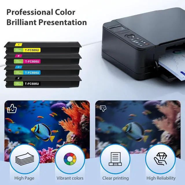 Alt view image 4 of 7 - T-FC505U TFC505 Toner Cartridge Set Replacement for Toshiba T-FC505U-K T-FC505U-Y T-FC505U-M T-FC505U-C Toner Cartridge for e-Studio 2505 3005 3505 4505 5005 Printer (4-Pack)