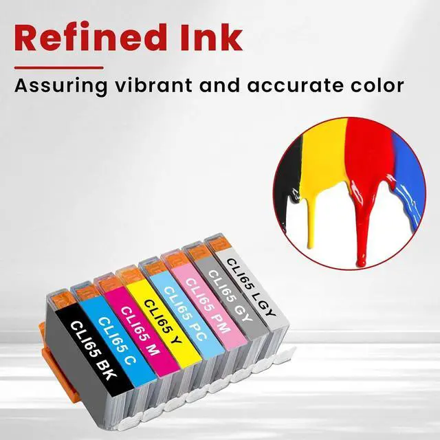 Alt view image 4 of 7 - CLI-65 Ink Cartridges 8-Color Pack (BK, C, M, Y, PM, PC, GY, LGY) CLI65 CLI 65 Replacement for Canon CLI-65 Ink Cartridge for PIXMA PRO-200 Printer