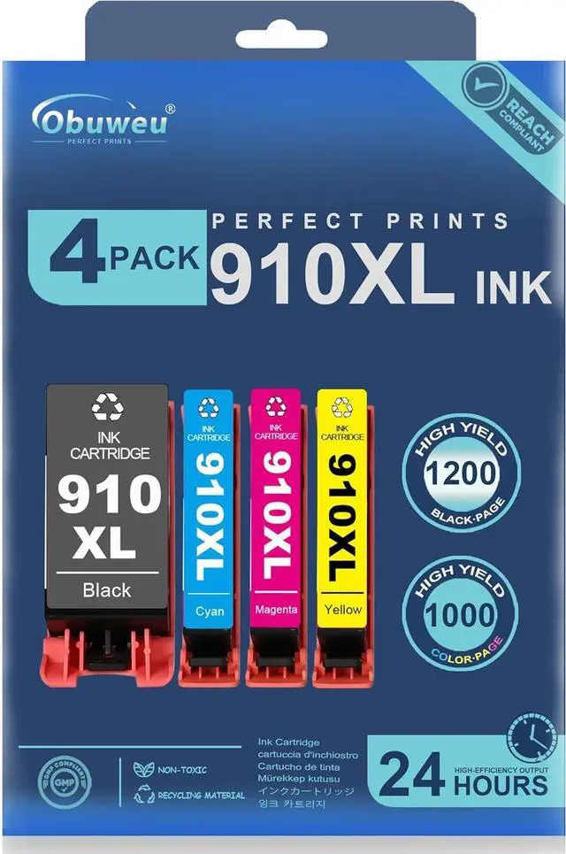 Main image of 910XL High-Yield Ink Cartridges (4-Pack, Black, Cyan, Magenta, Yellow) | Replacement for HP 910XL Ink Cartridges Combo Pack Work with OfficeJet Pro 8025e 8015e 8028e 8035e 8025 8035 8020 Printer