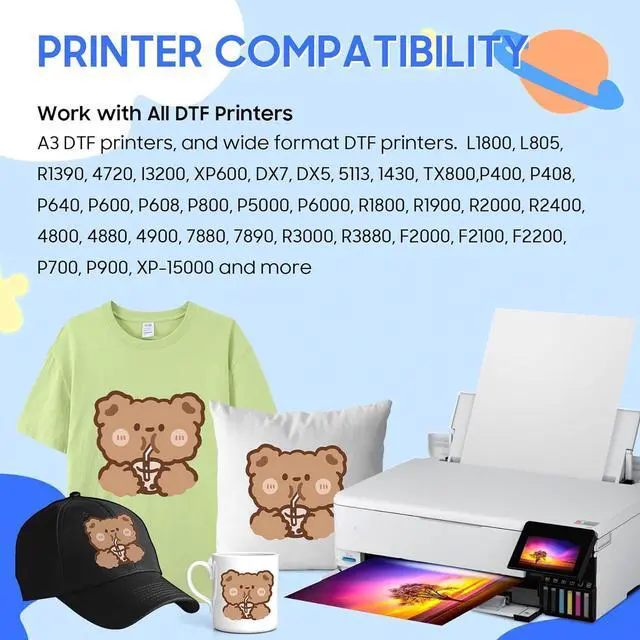 Alt view image 3 of 6 - DTF Ink White 1000ML 2-Pack Premium DTF Transfer Ink for PET Film, for All DTF Printer I3200 XP600 R1390 L1800 ET-8500 R2400 L800 1430 P400 P800 XP-15000 Heat Transfer Printing Ink Direct to Film