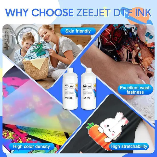 Alt view image 5 of 6 - DTF Ink White 1000ML 2-Pack Premium DTF Transfer Ink for PET Film, for All DTF Printer I3200 XP600 R1390 L1800 ET-8500 R2400 L800 1430 P400 P800 XP-15000 Heat Transfer Printing Ink Direct to Film