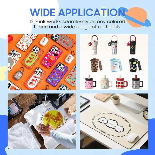 Alt view image 6 of 6 - DTF Ink White 1000ML 2-Pack Premium DTF Transfer Ink for PET Film, for All DTF Printer I3200 XP600 R1390 L1800 ET-8500 R2400 L800 1430 P400 P800 XP-15000 Heat Transfer Printing Ink Direct to Film