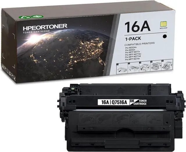 Main image of 16A | Q7516A Black Toner Cartridge (with chip) : 1 Pack 16A High Capacity Toner Cartridge (14,000 Pages) Replacement for HP 16A for 5200 5200N 5200tn 5200dtn 5200L Printer