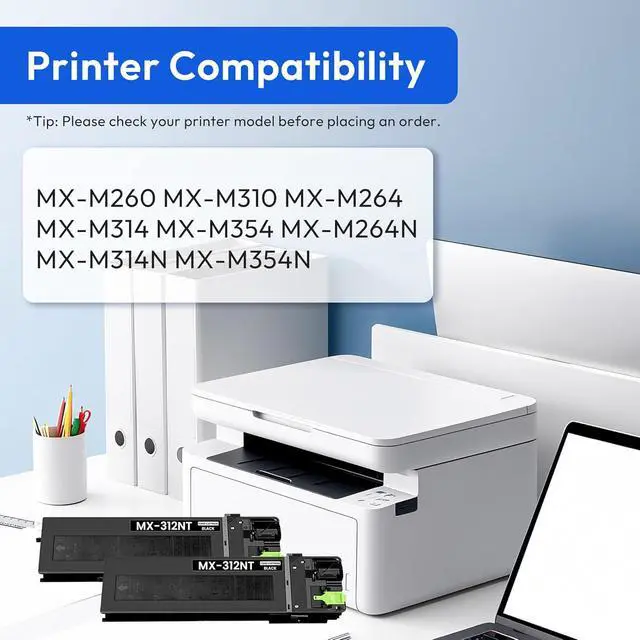 Alt view image 2 of 6 - MX-312NT Black Toner Cartridge Replacement for Sharp MX-312NT MX312NT Toner Cartridge Works with MX-M260 MX-M310 MX-M264 MX-M264N MX-M314 MX-M314N MX-M354 MX-M354N Printer (2-Pack, 25,000 Pages)