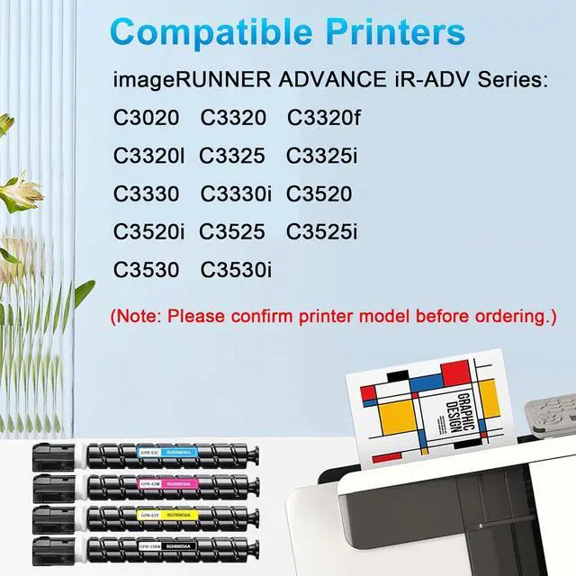 Alt view image 2 of 7 - GPR53 GPR-53 Toner Cartridge Replacement for Canon GPR-53 GPR53 High Capacity for ImageRunner Advance iR-ADV C3020 C3320 C3320F C3320L C3325 C3330 C3520 C3520i C35 Printer (B/C/Y/M, 4-Pack)