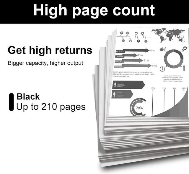 Alt view image 3 of 7 - 68 Black Ink Cartridges 2-Pack - Replacement for HP 68XL 68 Ink for Envy 6555e 6155e 6152e 6552e 6558e Printers High Yield Ink