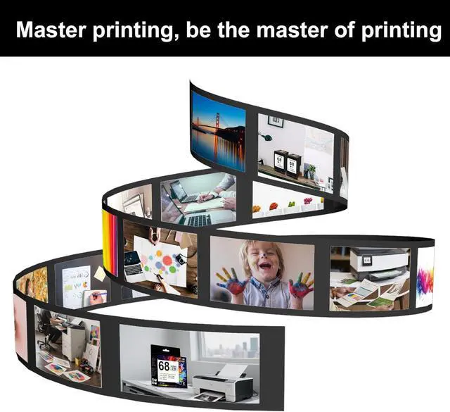 Alt view image 7 of 7 - 68 Black Ink Cartridges 2-Pack - Replacement for HP 68XL 68 Ink for Envy 6555e 6155e 6152e 6552e 6558e Printers High Yield Ink