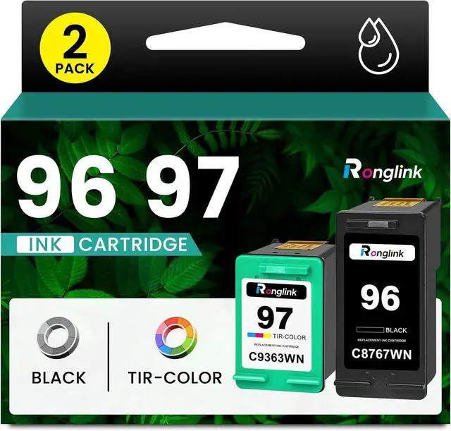 Main image of 96 97 Ink Cartridges Combo Pack Replacement for HP 96 97 Ink Cartridge for DeskJet 6940 6988 6980 Photosmart 8050 2610 OfficeJet 7310 7210 Printer Ink 96/97, 1 Black C8767WN, 1 Tri-Color C9363WN