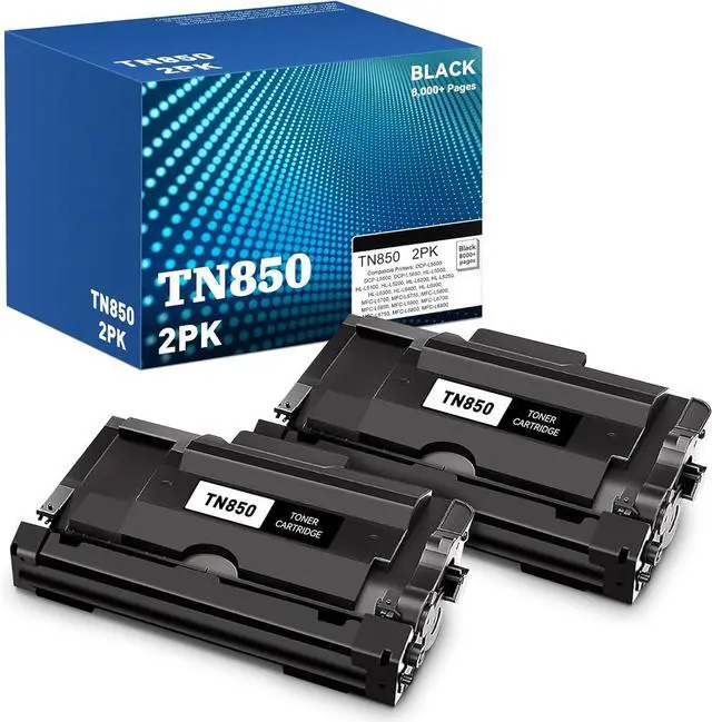 Main image of TN850 High Yield Black Toner Cartridges 2 Pack Compatible for Brother TN-850 TN820 Toner Cartridges for Brother HL-L6200dw HL-L5200dw MFC-L5850dw MFC-L5700dw MFC-L5900dw Printer TN850 Ink Cartridges