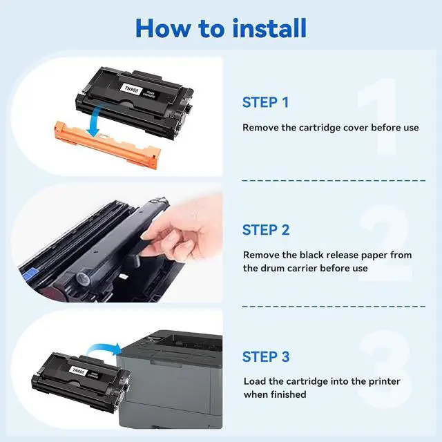 Alt view image 5 of 7 - TN850 High Yield Black Toner Cartridges 2 Pack Compatible for Brother TN-850 TN820 Toner Cartridges for Brother HL-L6200dw HL-L5200dw MFC-L5850dw MFC-L5700dw MFC-L5900dw Printer TN850 Ink Cartridges