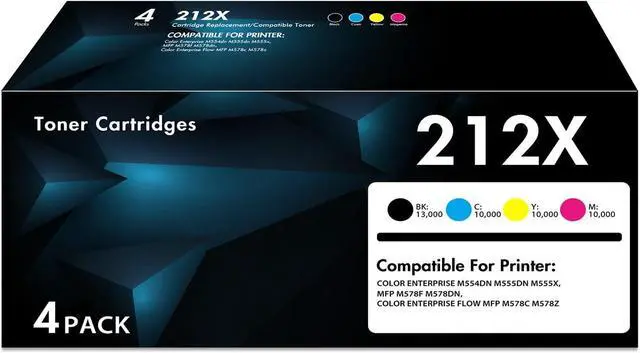 Main image of 212X Toner Cartridge Set 4-Pack High Yield | Compatible for HP 212A W2120X W2121X W2122X W2123X Work with Laserjet Color Enterprise M554 M555 Color Enterprise MFP M578 Series Printer Ink
