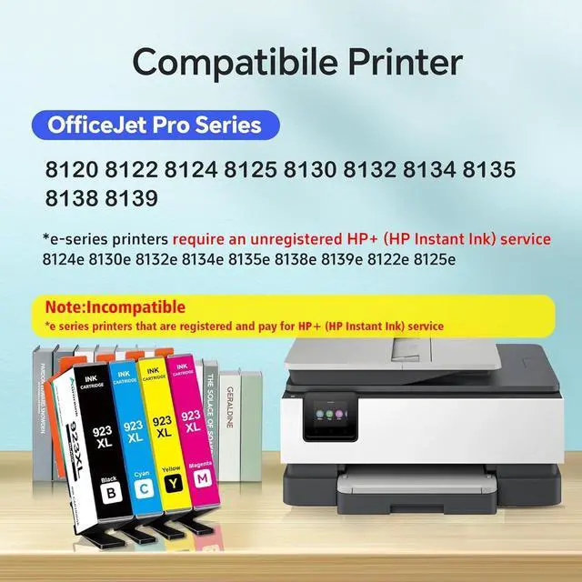Alt view image 2 of 7 - 923XL Ink Cartridges Combo Pack with Chip Compatible with HP 923e 923XL Ink Cartridges for HP OfficeJet Pro 8120/8123/8130/8133/8135/8138/8139 Printer (Black Cyan Magenta Yellow)