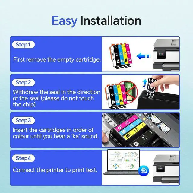 Alt view image 7 of 7 - 923XL Ink Cartridges Combo Pack with Chip Compatible with HP 923e 923XL Ink Cartridges for HP OfficeJet Pro 8120/8123/8130/8133/8135/8138/8139 Printer (Black Cyan Magenta Yellow)