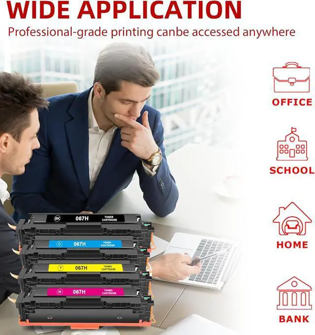 Alt view image 6 of 7 - 067H 067 Toner Cartridge Set High Yield 4 Pack Replacement for Canon 067H 067 Color ImageClass LBP632Cdw MF656Cdw MF653Cdw MF654Cdw LBP633Cdw LBP630C MF650C MF651CW Printer (Black Cyan Yellow Magenta)