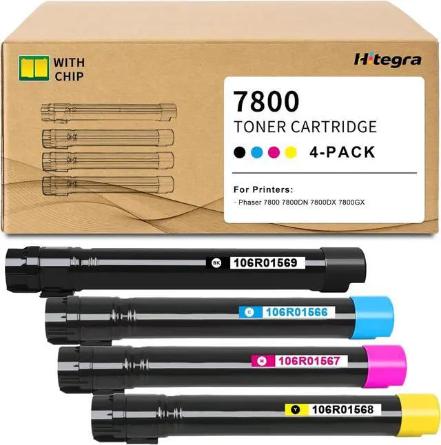 Main image of Phaser 7800 Toner Cartridge 106R01569 106R01566 106R01567 106R01568 Replacement for Xerox 7800 Toner High Capacity Yield Work with Phaser 7800 7800DN 7800DX 7800GX Printer Toner, 4-Pack BK/C/M/Y