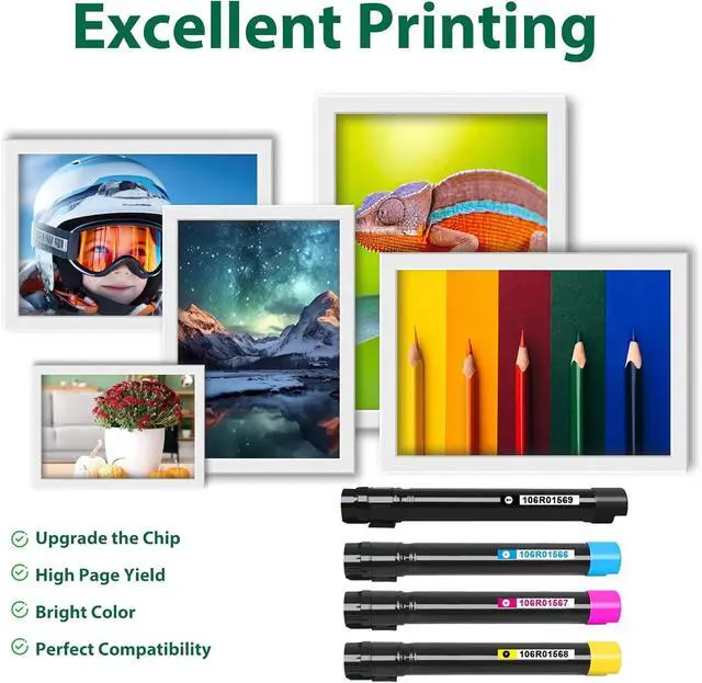 Alt view image 4 of 6 - Phaser 7800 Toner Cartridge 106R01569 106R01566 106R01567 106R01568 Replacement for Xerox 7800 Toner High Capacity Yield Work with Phaser 7800 7800DN 7800DX 7800GX Printer Toner, 4-Pack BK/C/M/Y