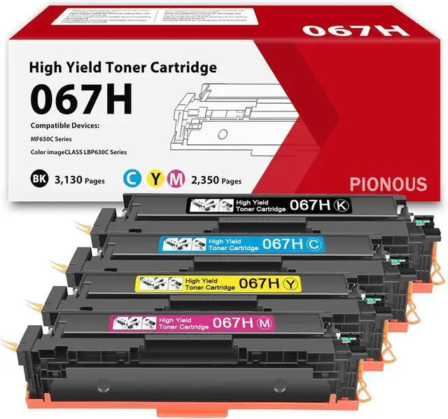Main image of 067H High Yield Toner Cartridge Set Replacement for Canon CRG067H/067 Compatible with imageCLASS MF653Cdw MF654Cdw LBP632Cdw MF650C Printers (4-Pack,Black, Cyan, Magenta, Yellow)