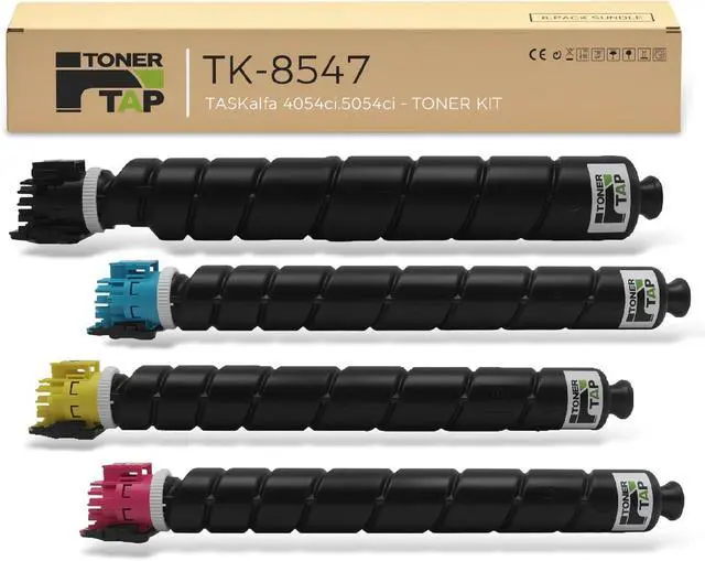 Main image of Toner Tap TK-8547 Toner Cartridges 4-Pack Compatible for Kyocera TASKalfa 4054ci, 5054ci, High-Yield TK8547 Toner Cartridge Set with Chip, Black Cyan Magenta Yellow