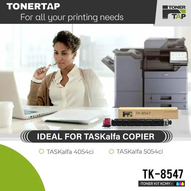 Alt view image 2 of 7 - Toner Tap TK-8547 Toner Cartridges 4-Pack Compatible for Kyocera TASKalfa 4054ci, 5054ci, High-Yield TK8547 Toner Cartridge Set with Chip, Black Cyan Magenta Yellow