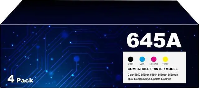 Main image of Remanufactured 645A Toner Cartridge Replacement for HP 645A C9730A C9731A C9732A C9733A for Color 5500 5550 5550dn 5550n 5550dtn 5500dn 5500n Printers (4-Pack)