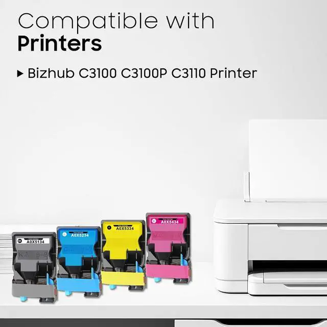 Alt view image 2 of 6 - Compatible TNP50 TNP51 TNP-50 TNP-51 Toner Cartridge Set A0X5134 A0X5234 A0X5334 A0X5434 Replacement for Konica Minolta Bizhub C3100 C3100P C3110 Printer 4-Pack (Black, Cyan, Magenta, Yellow)