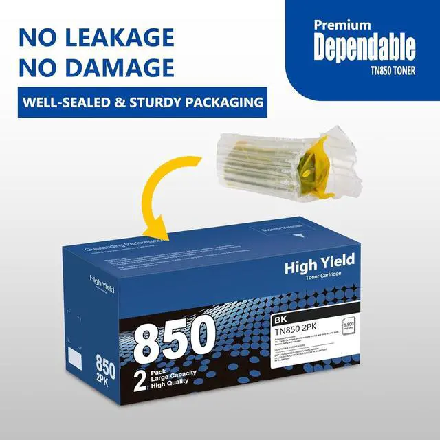 Alt view image 5 of 7 - Generic TN-850 TN850 High Yield Toner Cartridge Replacement for Brother TN820 TN-820 TN 850 820 HL-L6200DW MFC-L5850DW MFC-L5700DW HL-L5200DW MFC-L5900DW Printer, 2-Pack, Black