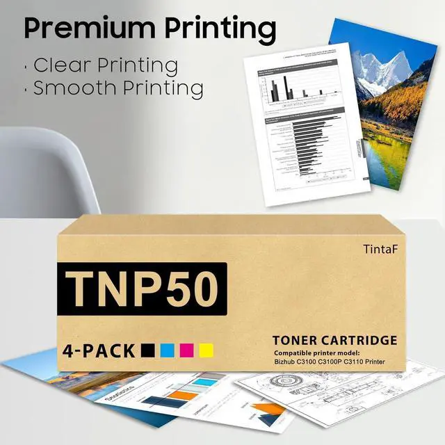 Alt view image 5 of 6 - Compatible TNP50 TNP51 TNP-50 TNP-51 Toner Cartridge Set A0X5134 A0X5234 A0X5334 A0X5434 Replacement for Konica Minolta Bizhub C3100 C3100P C3110 Printer 4-Pack (Black, Cyan, Magenta, Yellow)