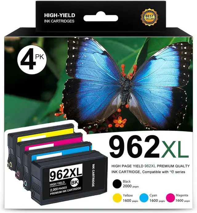 Main image of 962XL 962 Ink Cartridges Replacement for HP 962XL Ink Cartridges Combo Pack for OfficeJet Pro 9010 Series 9015 9018 9020 Printer (Black, Magenta, Cyan, Yellow4-Pack)