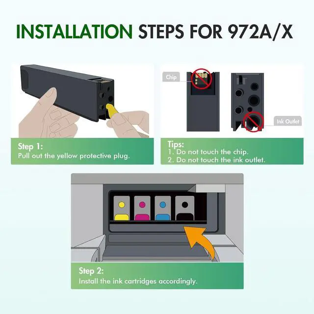Alt view image 4 of 7 - 972X 972A Ink Cartridges Replacement for HP 972 X for HP Pagewide Pro MFP 477dw 577dw 477dn 452dn 552dn 552dw P55250dw 477 452 552 577 Printer High Yield (4 Pack, Black, Cyan, Yellow, Magenta)