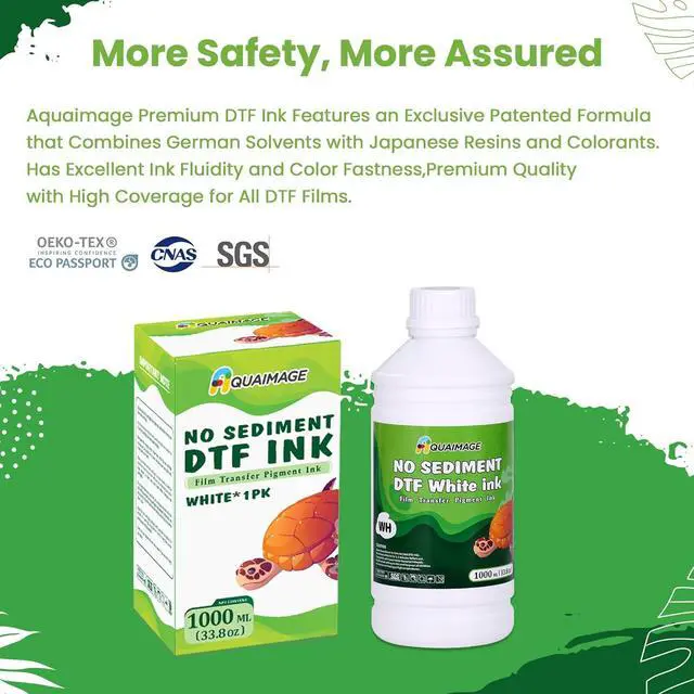 Alt view image 5 of 7 - No Sediment DTF White Ink 1000ml Sediment-Free DTF Transfer Ink for PET Film, Premium Pigment Ink Refill for P600 P800 DX5 DX7 R1390 XP600 i3200 4720 5113 Printers, High Fluidity & Coverage