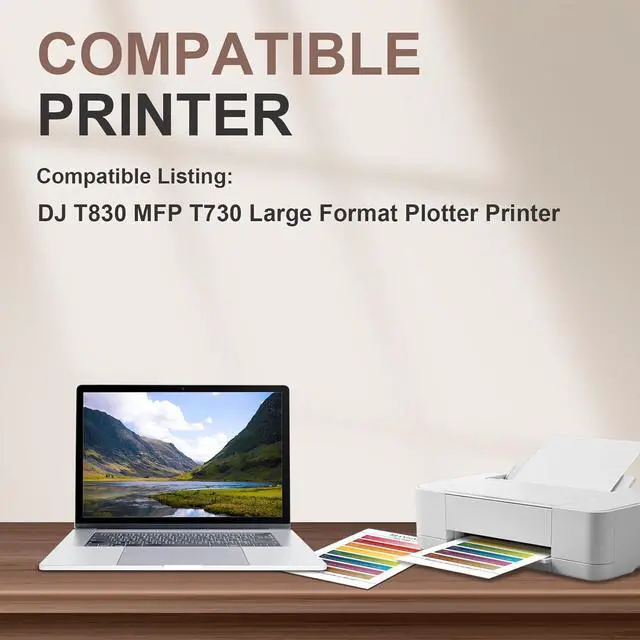 Alt view image 2 of 5 - 728 Ink Cartridges High Yield 728 Ink Cartridge F9J68A F9K17A F9K16A F9K15A Compatible for HP DesignJet T830 MFP T730 Large Format Plotter Printers,300ml Matte Black,130ml Cyan Magenta Yellow 4 Pack