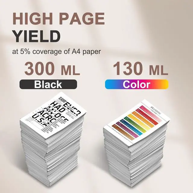 Alt view image 3 of 5 - 728 Ink Cartridges High Yield 728 Ink Cartridge F9J68A F9K17A F9K16A F9K15A Compatible for HP DesignJet T830 MFP T730 Large Format Plotter Printers,300ml Matte Black,130ml Cyan Magenta Yellow 4 Pack