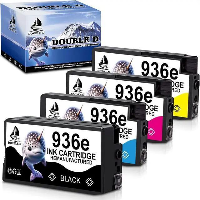 Main image of DOUBLE D 936e Ink Cartridges Compatible with HP 936 936e Ink Cartridge Combo 4-Pack for OfficeJet Pro 9110b, 9125e, 9128e, 9130b, 9135e; OfficeJet Pro Wide Format 9730e (BK/C/M/Y)