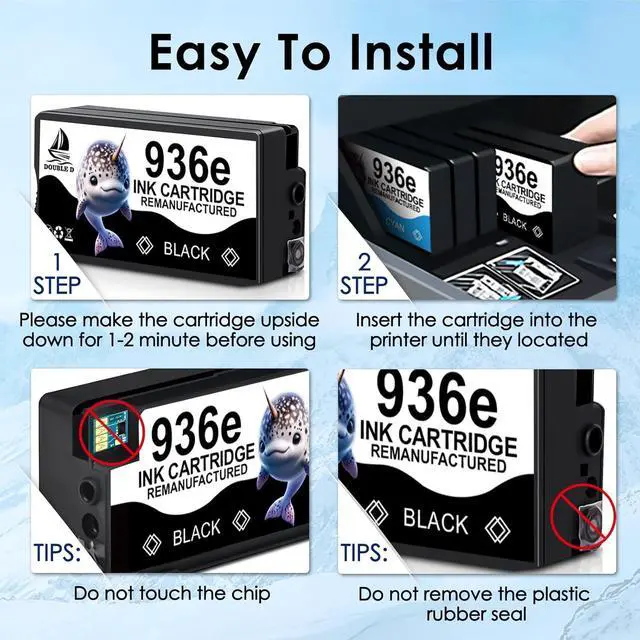 Alt view image 5 of 7 - DOUBLE D 936e Ink Cartridges Compatible with HP 936 936e Ink Cartridge Combo 4-Pack for OfficeJet Pro 9110b, 9125e, 9128e, 9130b, 9135e; OfficeJet Pro Wide Format 9730e (BK/C/M/Y)
