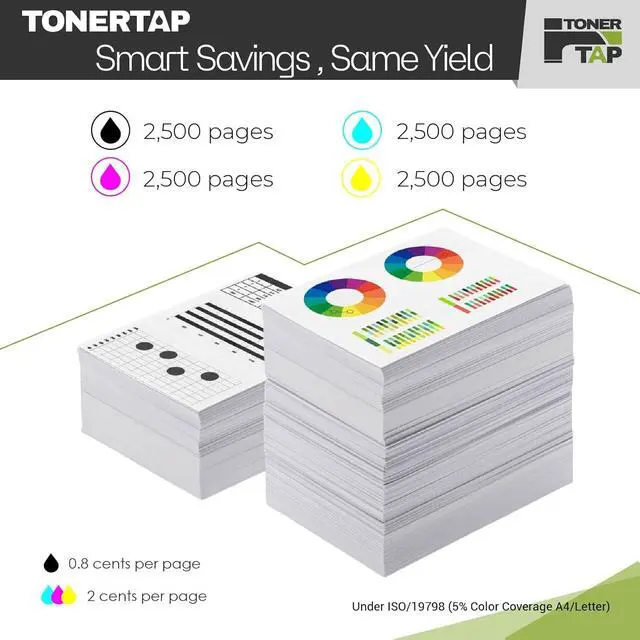 Alt view image 4 of 6 - Toner Tap Compatible Toner Cartridges 4-Pack for Xerox VersaLink C400 C405 Toner, High-Yield Replacement for Toner 106R03500, 106R03501, 106R03502, 106R03503