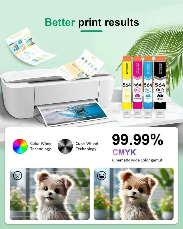 Alt view image 4 of 7 - 564XL Ink Cartridges Black Color Combo Pack Replacement for HP 564 564X Ink Cartridge Comptible for Photosmart 7520 6520 5520 5514 7510 OfficeJet 4620 DeskJet 3520 3522 Printer (4-Pack, 1B/1C/1M/1Y)