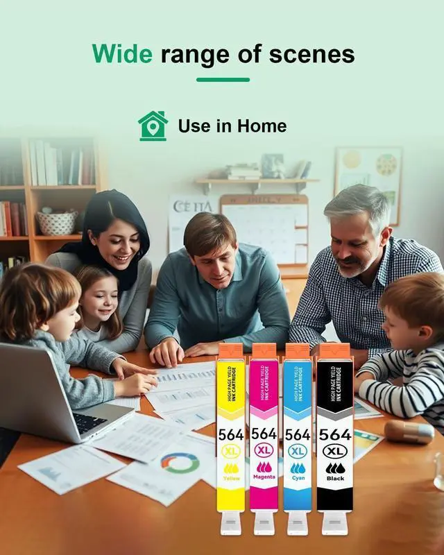 Alt view image 7 of 7 - 564XL Ink Cartridges Black Color Combo Pack Replacement for HP 564 564X Ink Cartridge Comptible for Photosmart 7520 6520 5520 5514 7510 OfficeJet 4620 DeskJet 3520 3522 Printer (4-Pack, 1B/1C/1M/1Y)