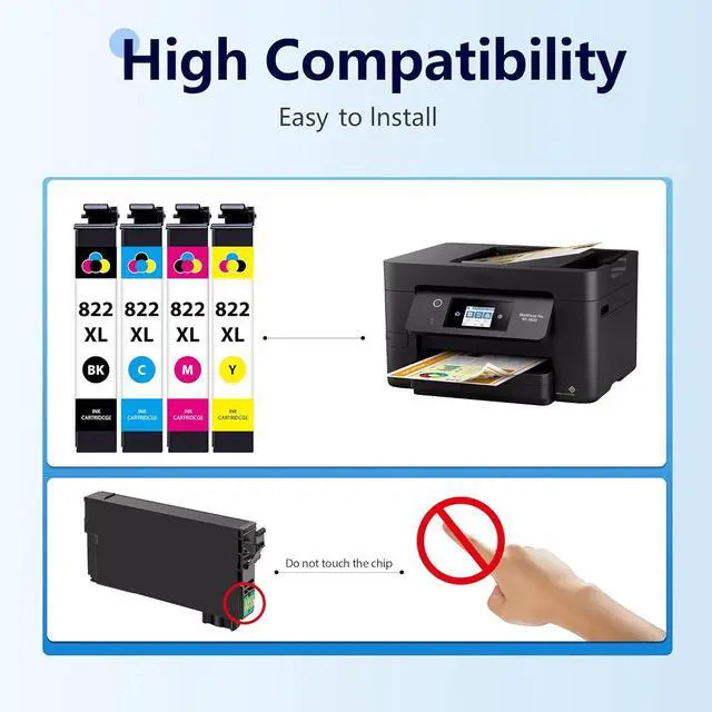 Alt view image 6 of 7 - 822xl Printer Ink Remanufactured for Epson 822 822xl Ink Cartridges to use with Workforce Pro WF-3820 WF-3823 WF-4820 WF-4830 WF-4833 WF-4834 Printer - 822XL Ink Cartridges Combo Pack