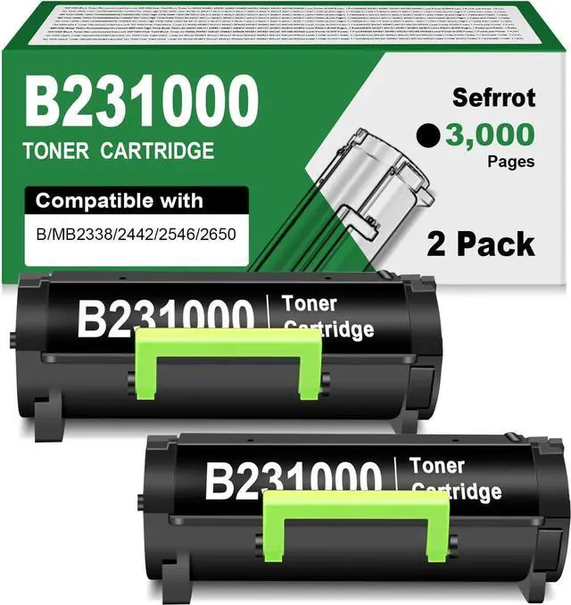 Main image of B231000 Remanufactured Black High Yield Toner Cartridge Compatible for B231000 B241H00 Toner Cartridge for Lexmark B2338 B2442 B2546 B2650 MB2338 MB2442 MB2546 MB2650 Laser Printer (2 Pack) with Chip