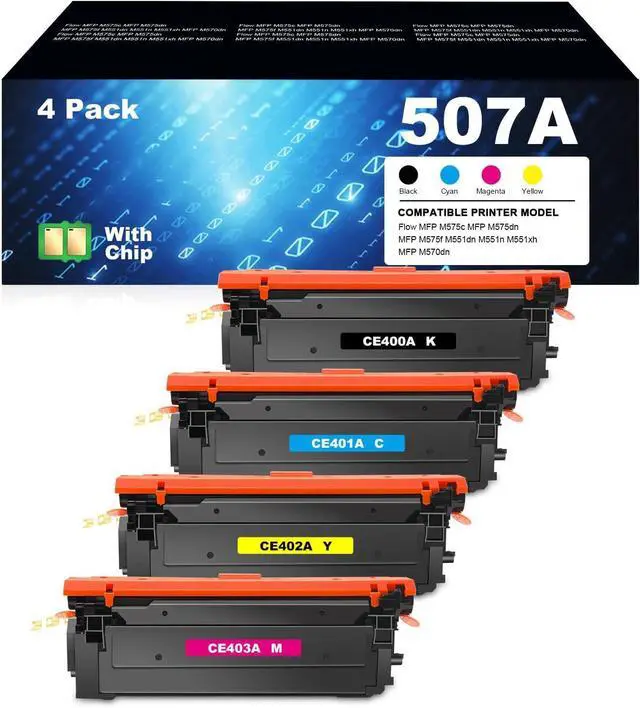 Main image of Remanufactured 507A Toner Cartridge Compatible with HP 507A 507X CE400A CE401A CE402A CE403A for HP MFP M570dn MFP M575dn MFP M575c MFP M575f M551dn M551n M551xh Series Printer(4 Pack)