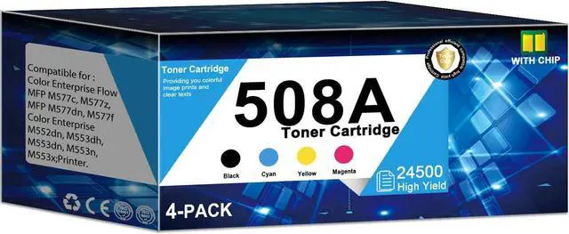 Main image of 508A Toner Cartridge High Yield Replacement for HP 508A 508X for MFP M577c, M577z,MFP M577dnM552dn, M553dh, M553dn, M553x Printer (4-Pack, Black, Cyan, Yellow, Magenta) (508A Toner Cartridge)
